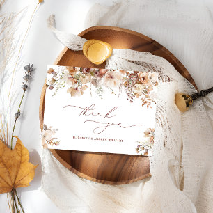 Rustic Boho Garden Flowers Wedding Thank You Card