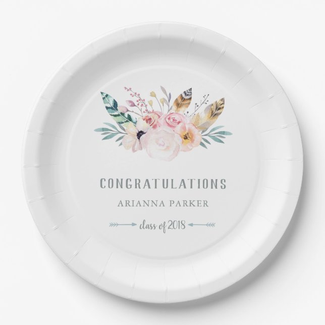 Rustic Boho | Graduation Paper Plate (Front)