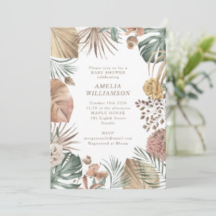 Rustic Boho Greenery Stylish Autumn Baby Shower Invitation