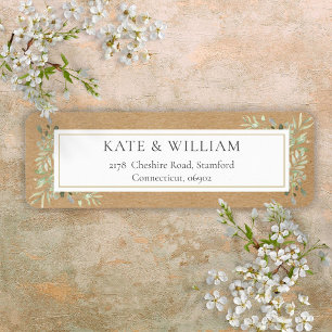 Rustic Boho Greenery Watercolor Foliage Address