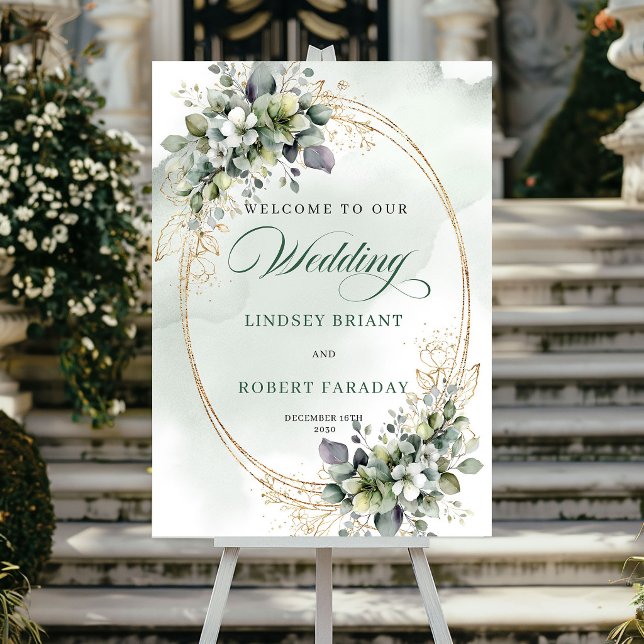 Rustic Boho Greenery Wedding Welcome Poster (Rustic Boho Greenery Wedding Welcome Poster)