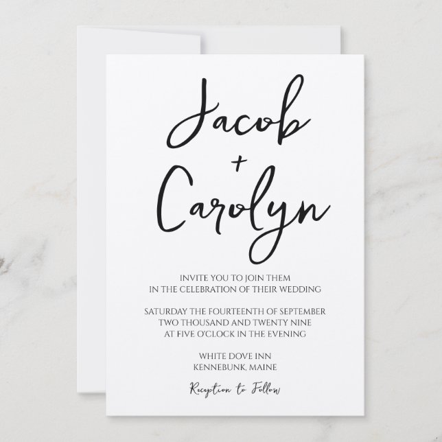 Rustic Boho Handwritten Font Wedding Invitation (Front)