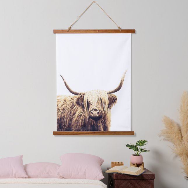 Rustic Boho Highland Scottish Cow Hanging Tapestry (Bedroom)