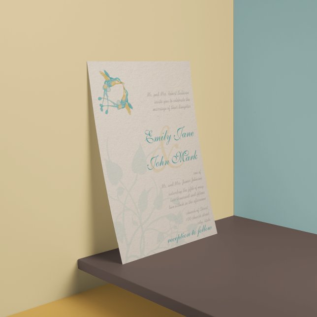 Rustic Boho Hummingbird Kiss Love BirdWedding Invitation (Creator Uploaded)