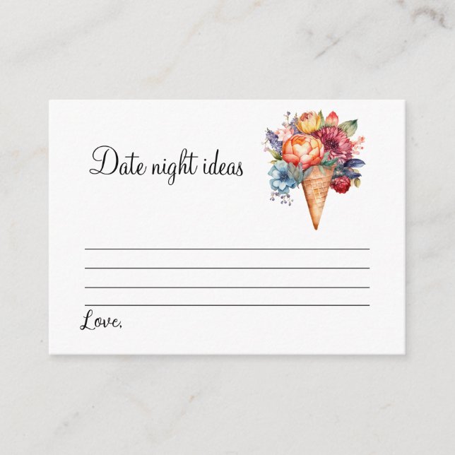 Rustic Boho Ice Cream Bridal Shower Date Game  Enclosure Card (Front)