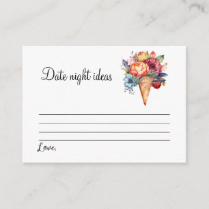 Rustic Boho Ice Cream Bridal Shower Date Game  Enclosure Card