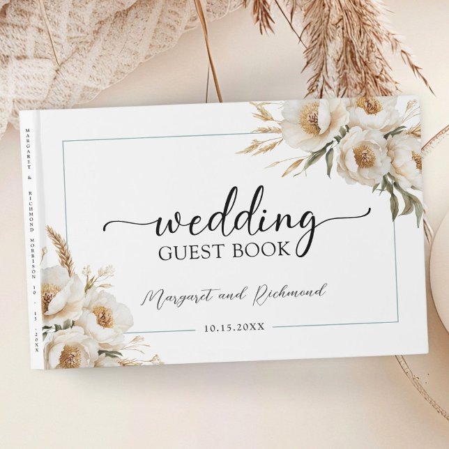 Rustic Boho Ivory Floral Wedding Guest Book (Creator Uploaded)