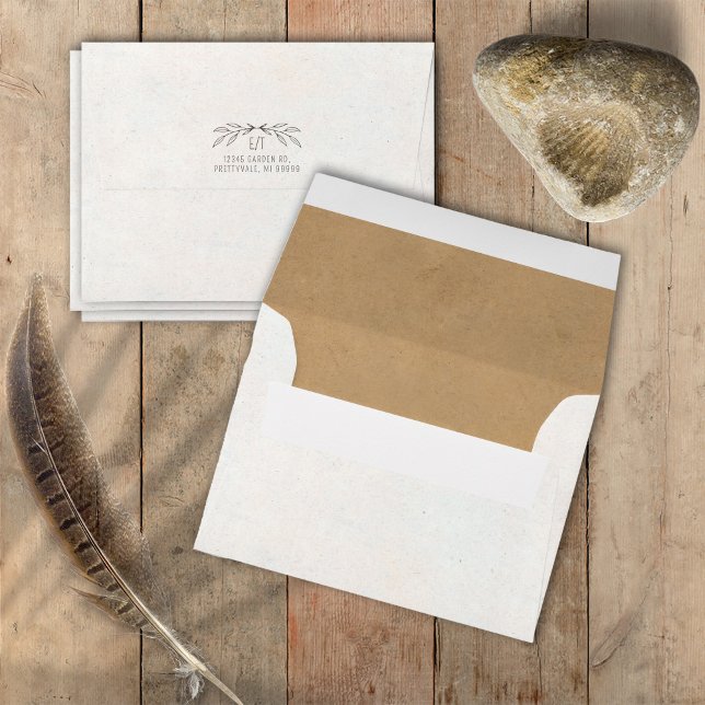 Rustic Boho Ivory Kraft Paper Wedding ID1109 Envelope (Creator Uploaded)