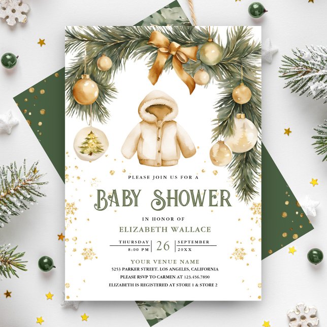 Rustic Boho Jacket Winter Christmas Baby Shower Invitation (Creator Uploaded)