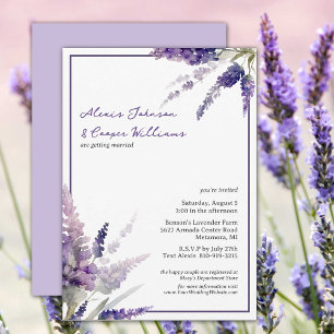 Rustic Boho Lavender Flowers Purple Wedding Invitation