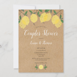 Rustic Boho Lemon Greenery Couples Shower Invitation