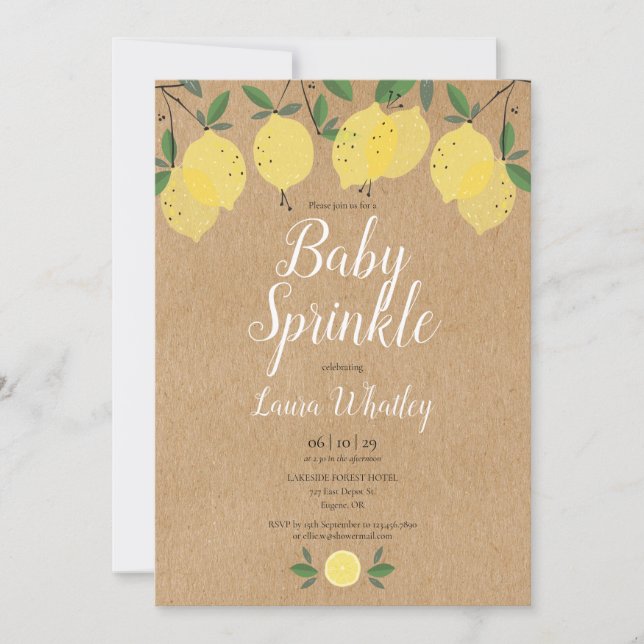 Rustic Boho Lemons Baby Sprinkle Invitation (Front)