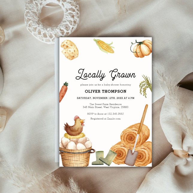 Rustic Boho Locally Grown Farm Chicken Baby Shower Invitation (Rustic Boho Locally Grown Farm Chicken Baby Shower Invitation)
