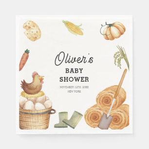 Rustic Boho Locally Grown Farm Chicken Baby Shower Napkin