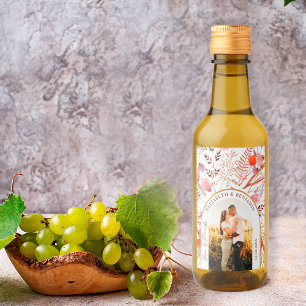 Rustic Boho Love & Thanks Wildflower Wedding Photo Wine Label