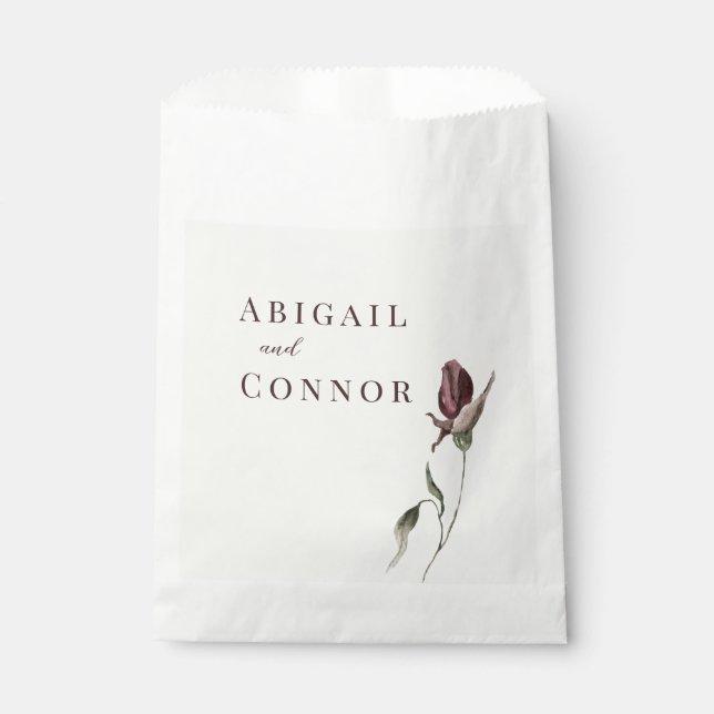 Rustic Boho Marsala Cream Floral Favour Bags (Front)