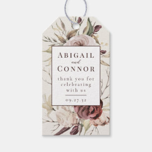 Rustic Boho Marsala Cream Floral Gift Tags
