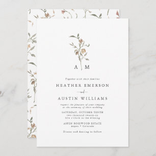 Rustic Boho Monogram Wedding Invitation