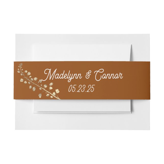 Rustic Boho Monogram Wedding Invitation Belly Band (Front Example)
