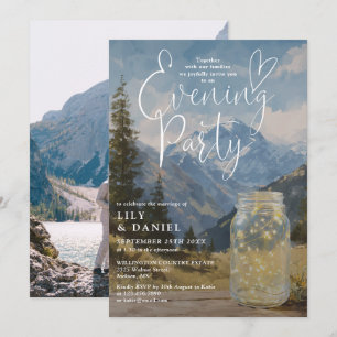 Rustic Boho Mountain Mason Jar Photo Evening Party Invitation