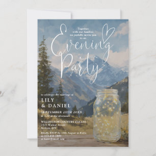 Rustic Boho Mountain Mason Jar Photo Evening Party Invitation