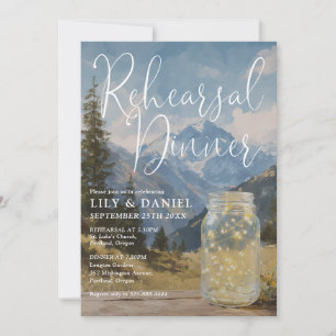 Rustic Boho Mountain Mason Jar Rehearsal Dinner Invitation