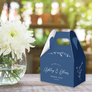 Rustic Boho Navy Blue Wildflower Wedding Favour Box