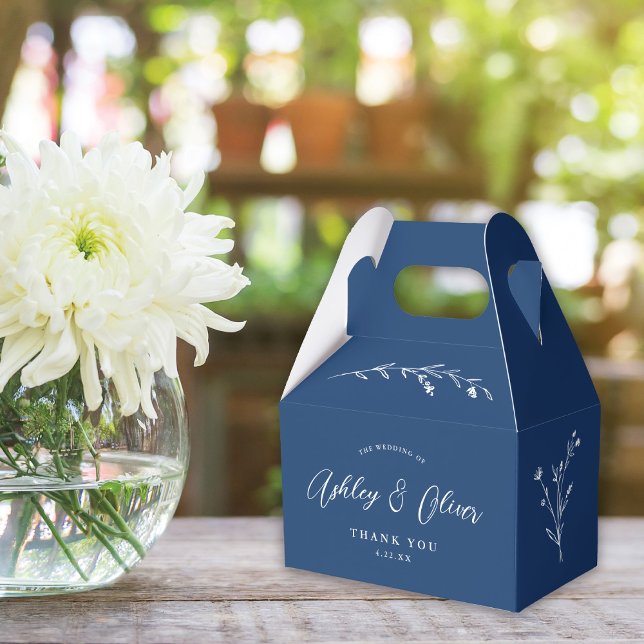 Rustic Boho Navy Blue Wildflower Wedding Favour Box (Creator Uploaded)
