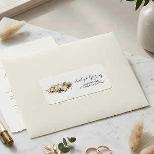 Rustic Boho Neutral Floral Wedding Address Label