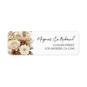 Rustic Boho Neutral Floral Wedding Address Labels