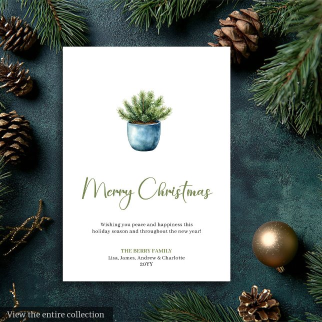Rustic Boho Neutral Pine Wreath Christmas Greeting Holiday Card (Rustic Boho Neutral Pine Wreath Christmas Greeting)
