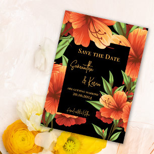 Rustic Boho Orange Floral Wedding Save the Date