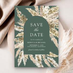 Rustic Boho Pampas Arch Sage Green Wedding Save The Date