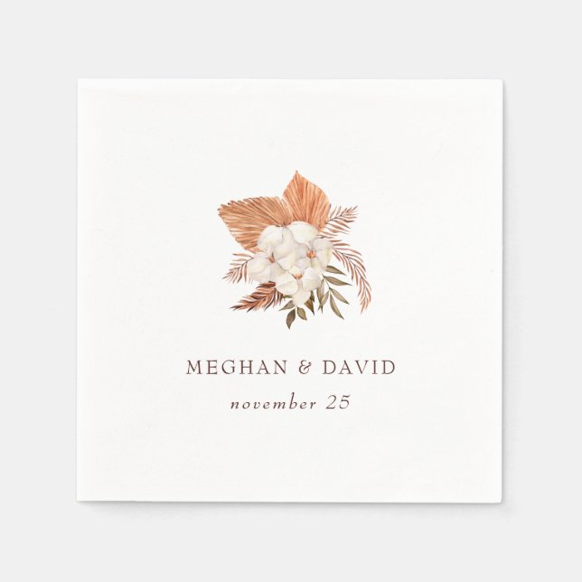 Rustic Boho Pampas Grass Floral Desert Wedding Napkin (Front)