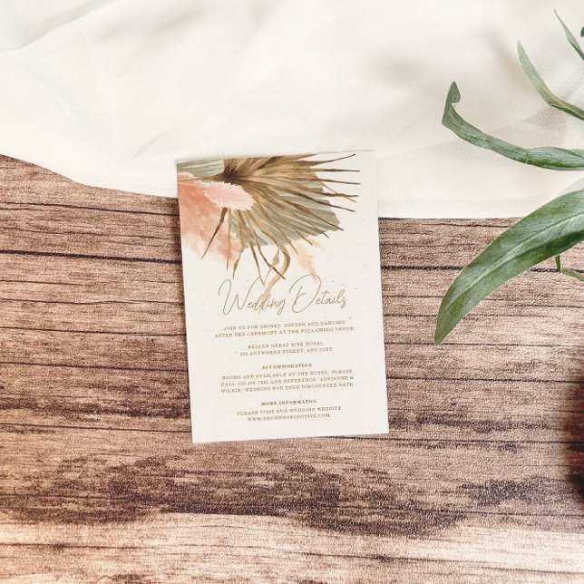 Rustic Boho Pampas Grass Wedding Details Enclosure Card (Creator Uploaded)