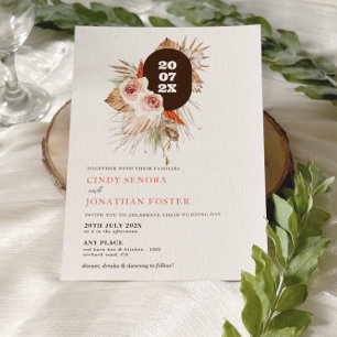 Rustic Boho Pampas Grass Wedding  Invitation
