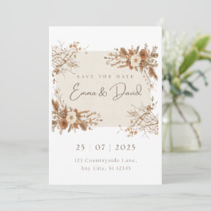 Rustic Boho Pampas Grass Wedding Invitation