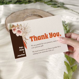 Rustic Boho Pampas Grass Wedding Thank You Card