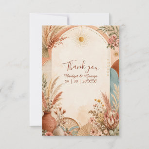Rustic Boho Pampas wildflower Wedding Thank You Card