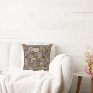 Rustic Boho Patchwork Floral Throw Pillow