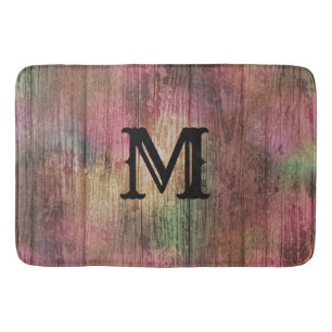 Rustic Boho Pattern with Autumn Cranberry and Sage Bath Mat