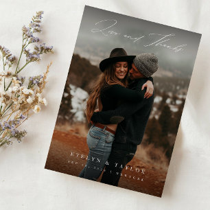 Rustic Boho Photo Wedding Thank You Card W Note
