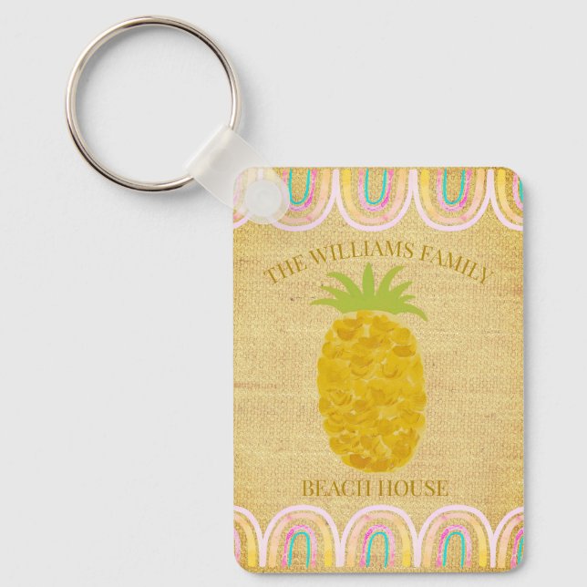 Rustic Boho Pineapple Key Ring (Front)