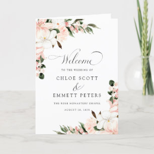 Rustic Boho Pink Floral Wedding Booklet Program Programme