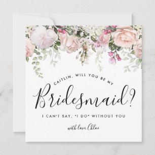 Rustic Boho Pink Floral Will You Be My Bridesmaid Invitation