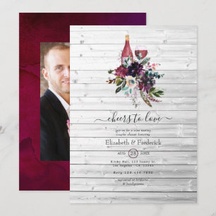 Rustic Boho Plum Red Wine Tasting Couples Shower Invitation
