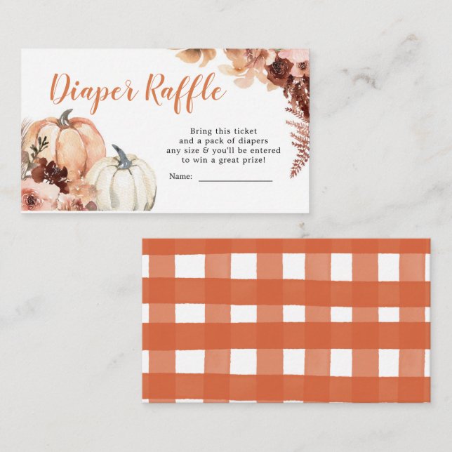 Rustic Boho Pumpkin Baby Shower Diaper Raffle Enclosure Card (Front/Back)