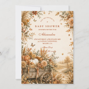Rustic Boho Pumpkin Baby Shower Invitation