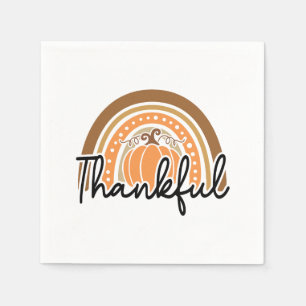 Rustic Boho Pumpkin Rainbow Thankful Napkin