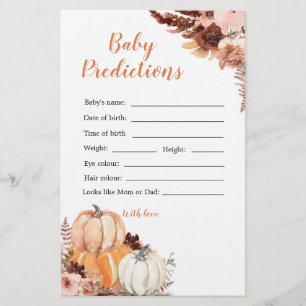 Rustic Boho Pumpkin Shower Baby Prediction